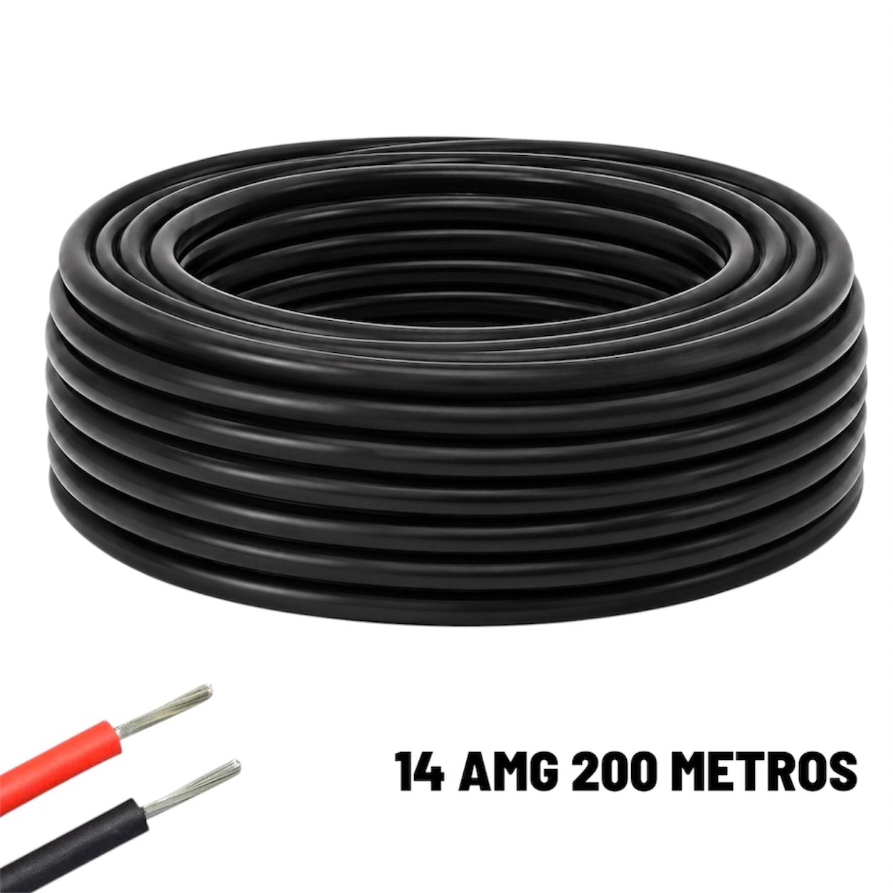 Cable eléctrico Silicona Flexible 14 AWG (Negro) 200 Metros