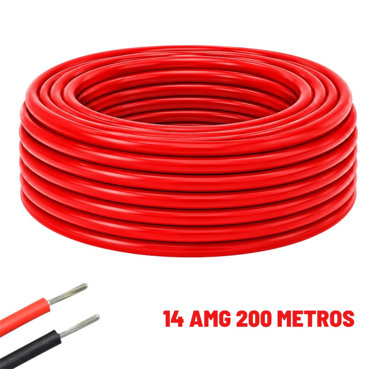 Cable eléctrico Silicona Flexible 14 AWG (Rojo) 200 Metros