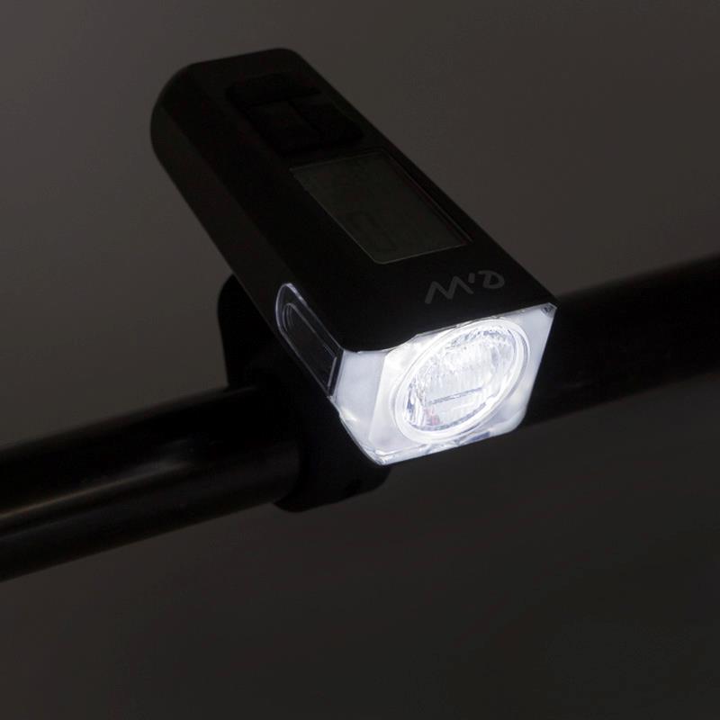 Luz led frontal recargable EWL011 con display de velocidad,temperatura,hora y Km