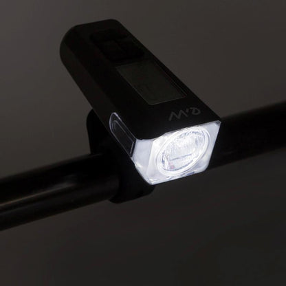 Luz led frontal recargable EWL011 con display de velocidad,temperatura,hora y Km