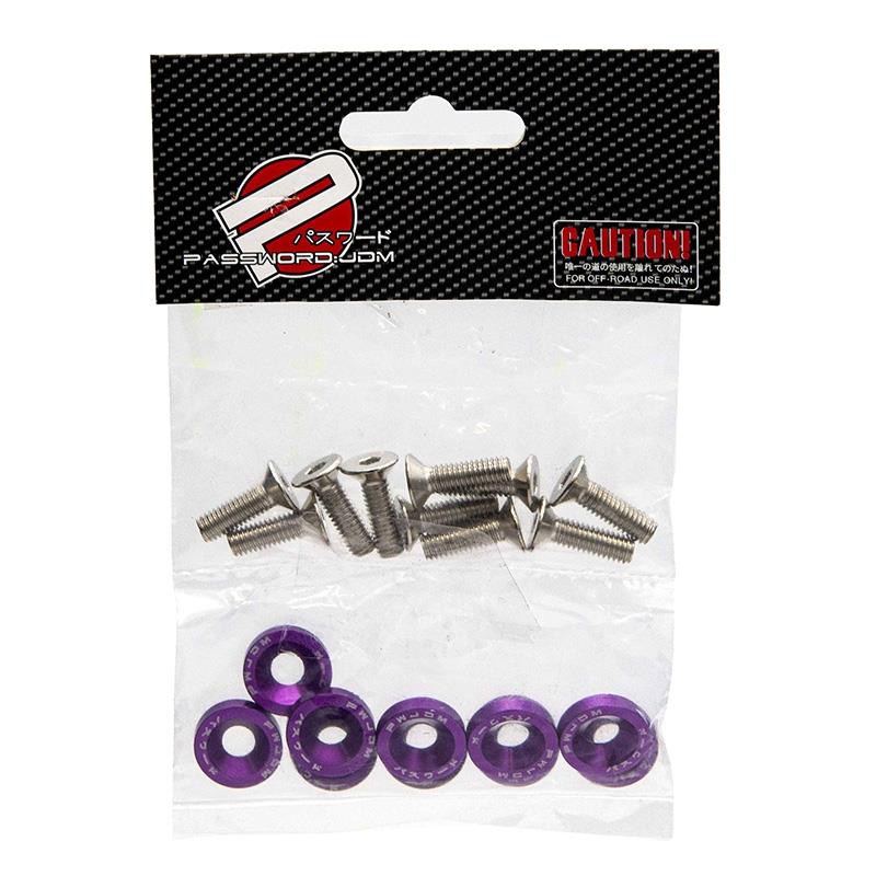 Arandela JDM violeta con tornillos M6x16  - 10uds