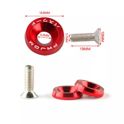 Arandela JDM roja con tornillos M6x16  - 10uds