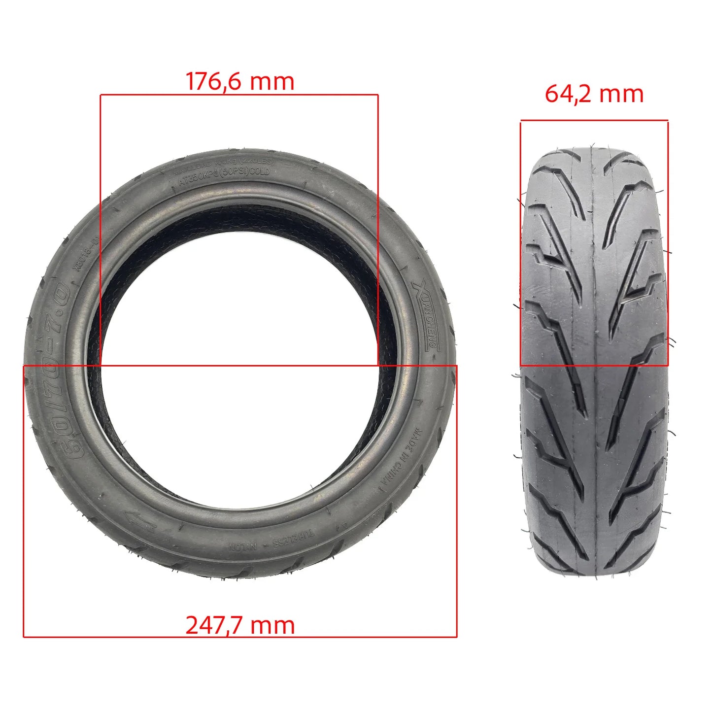 Rueda Cubierta 60/70-7 Xiaomi Mi4 PRO  (Con gel antipinchazos)