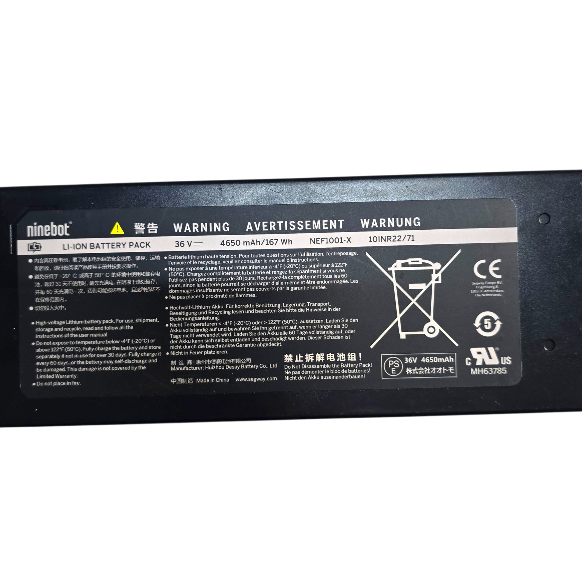 Bateria 4650mAh 36V para patinete eléctrico Ninebot AIR T15 pro 4Pin