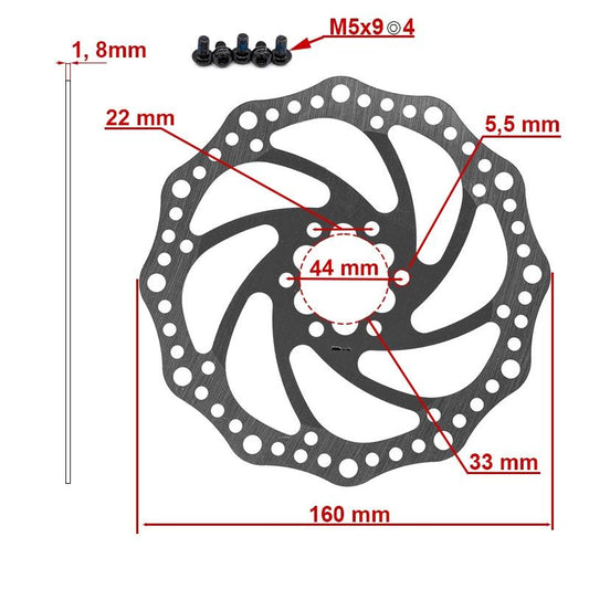 Disco de freno R6.1 160mm 6H plata