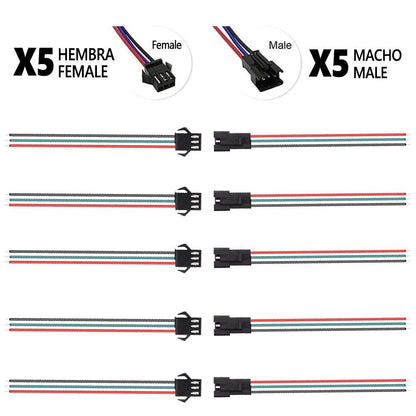 Conector SM 3 pines con cable 22 AWG - 5M/5H (pack 10 unidades) Pack 10 uds