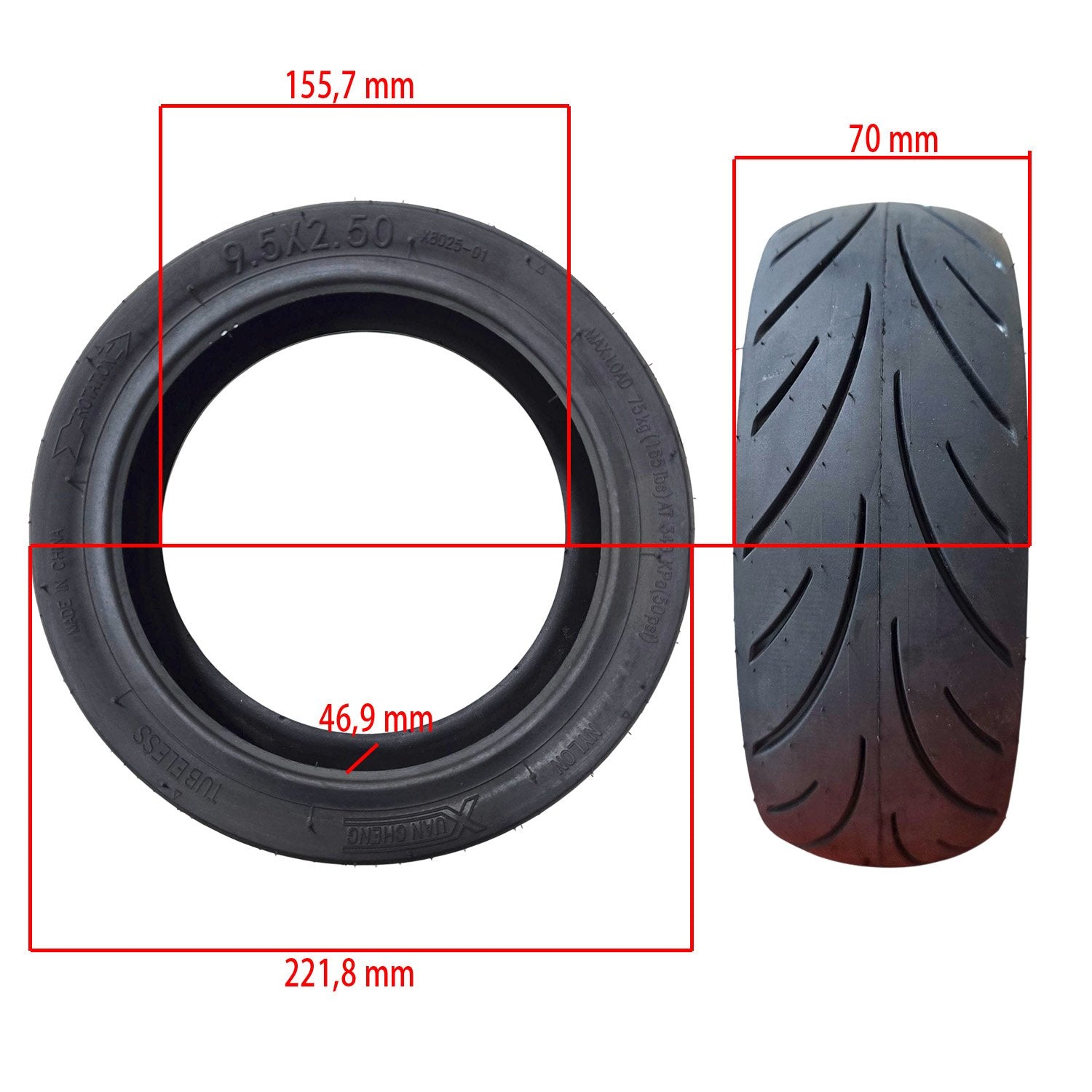 Neumático 9,5x2,50 Tubeless