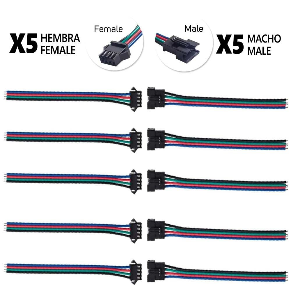 Conector SM 4 pines con cable 22 AWG - 5M/5H (pack 10 unidades) Pack 10 uds