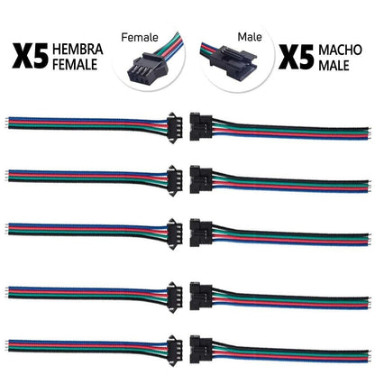Conector SM 4 pines con cable 22 AWG - 5M/5H (pack 10 unidades) Pack 10 uds
