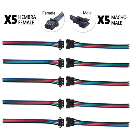 Conector SM 4 pines con cable 22 AWG - 5M/5H (pack 10 unidades) Pack 10 uds