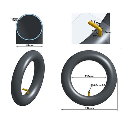 Cámara 10x2,125 VC 90x90° [Ewheel]