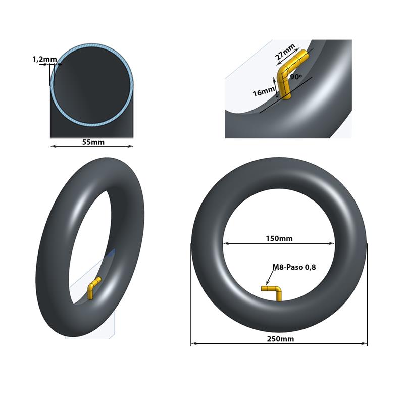 Cámara 10x2,125 VC 0x90° [Ewheel]