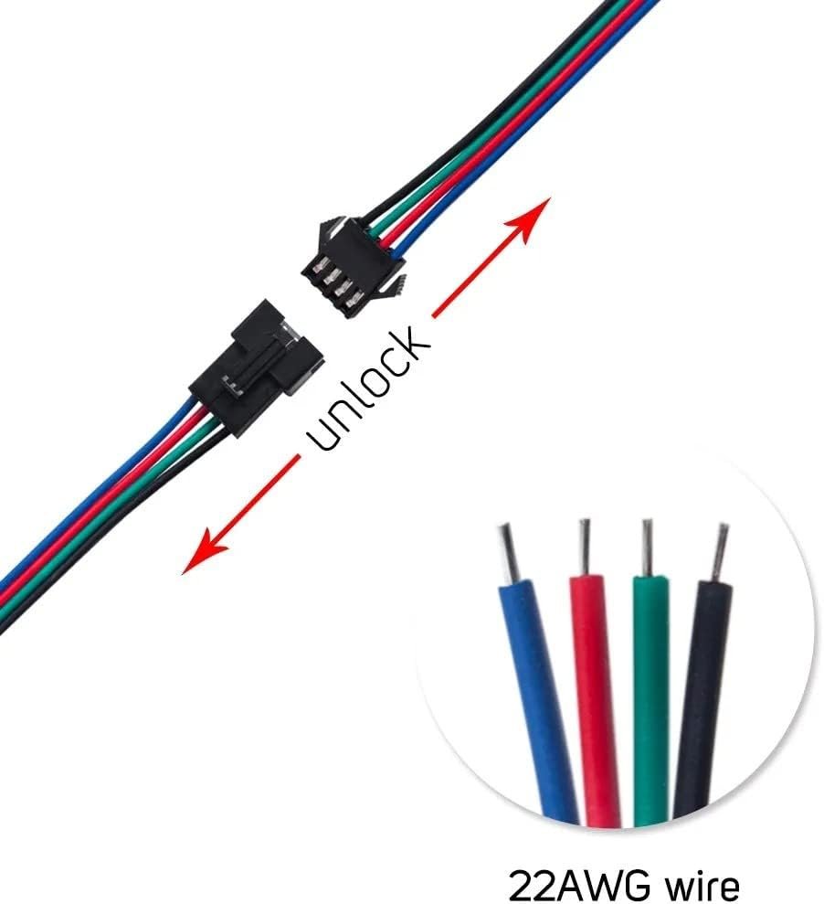 Conector SM 4 pines con cable 22 AWG - 5M/5H (pack 10 unidades) Pack 10 uds