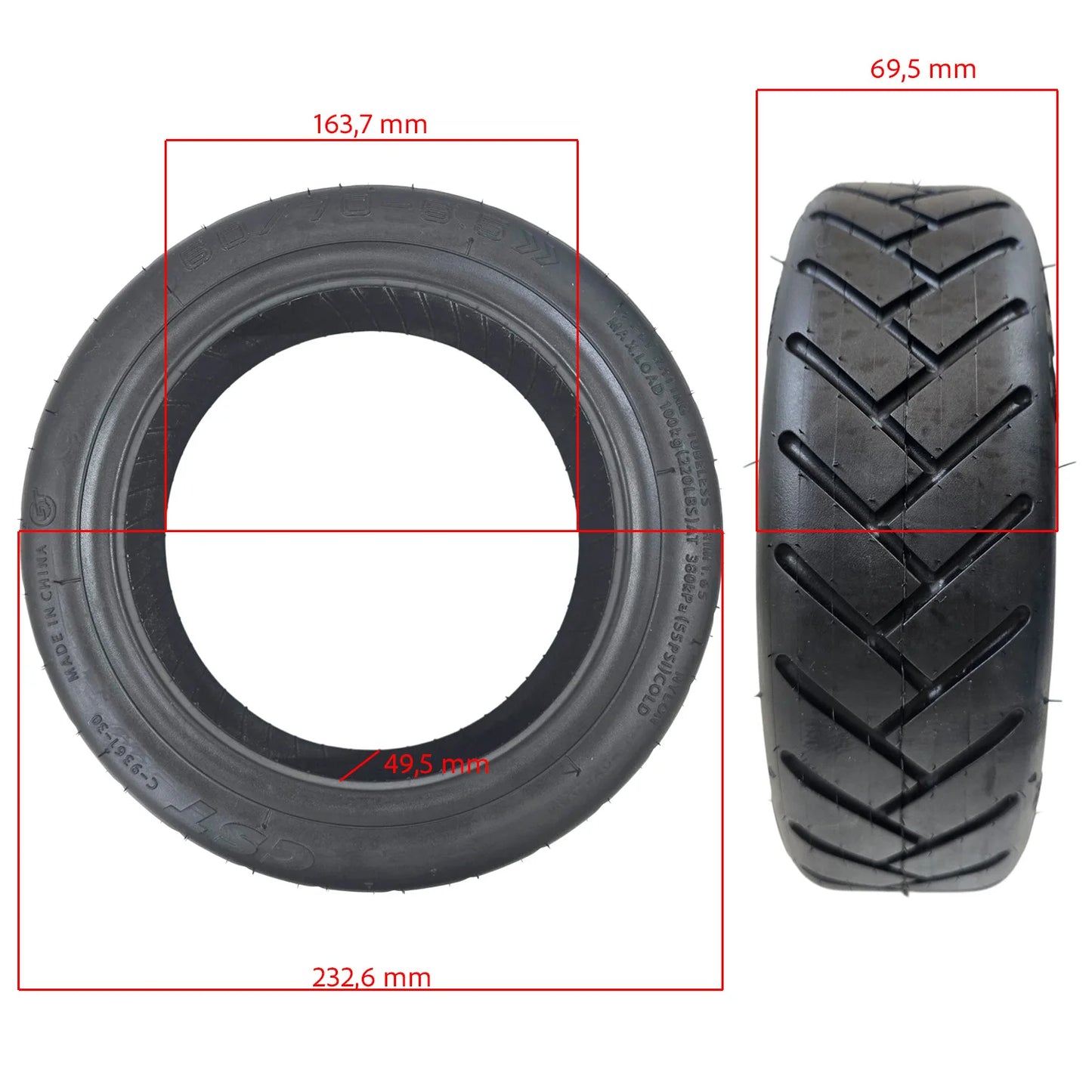 Rueda cubierta 60/70-6,5 Tubeless Cityroad para Xiaomi 5/MI4 (2gen)  (Con gel antipinchazos)