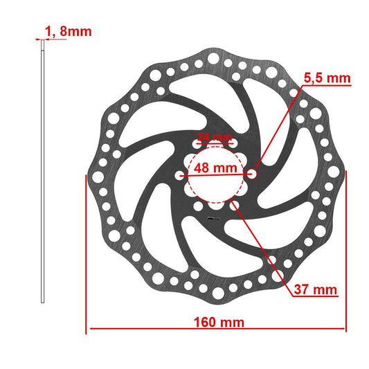 Disco de freno R6 160mm 6H plata - 48mm