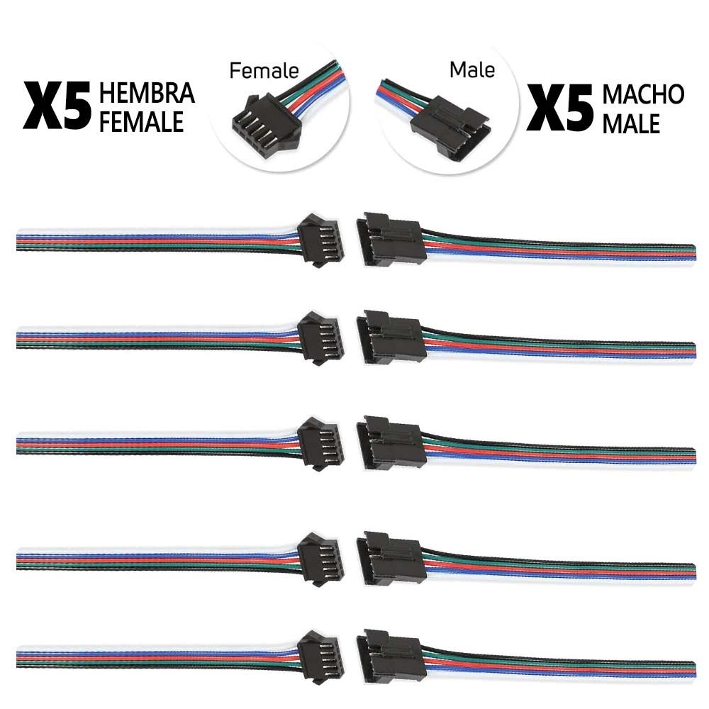Conector SM 5 pines con cable 22 AWG - 5M/5H (pack 10 unidades) Pack 10 uds