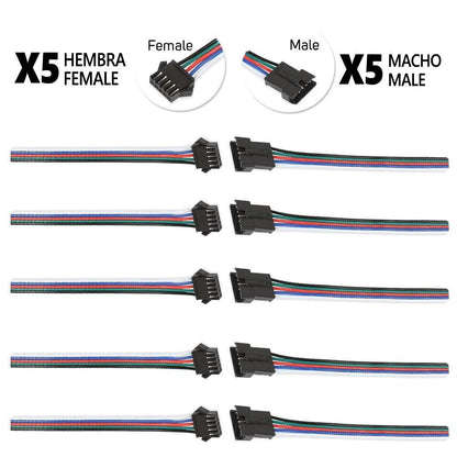 Conector SM 5 pines con cable 22 AWG - 5M/5H (pack 10 unidades) Pack 10 uds