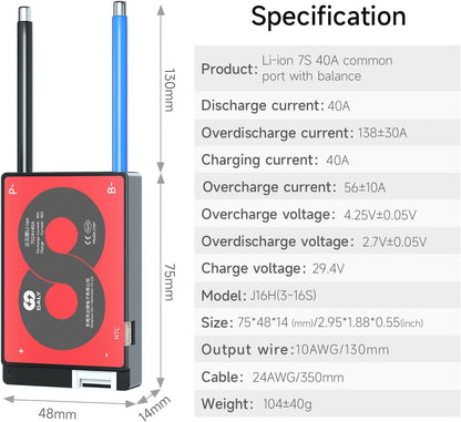 BMS 7S 24V 40A DALY - Nueva generación