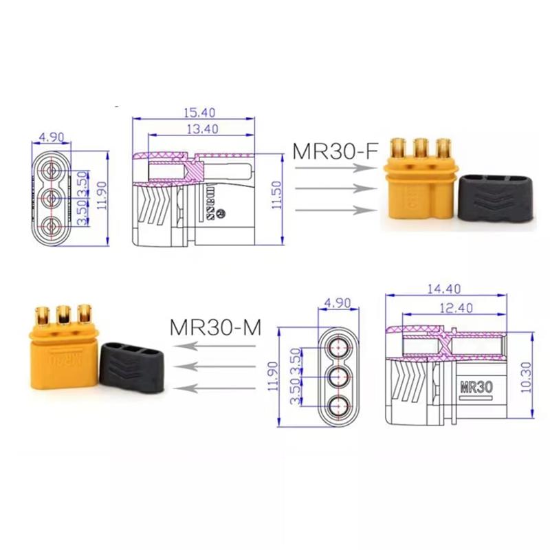 Conector MR30 Amass con protector - 5M/5F