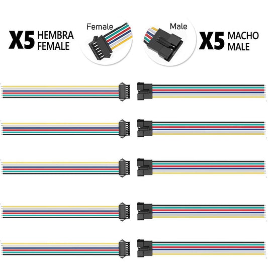 Conector SM 6 pines con cable 22 AWG - 5M/5H (pack 10 unidades) Pack 10 uds