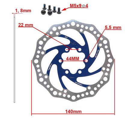 Disco de freno R6.1 140mm 6H azul