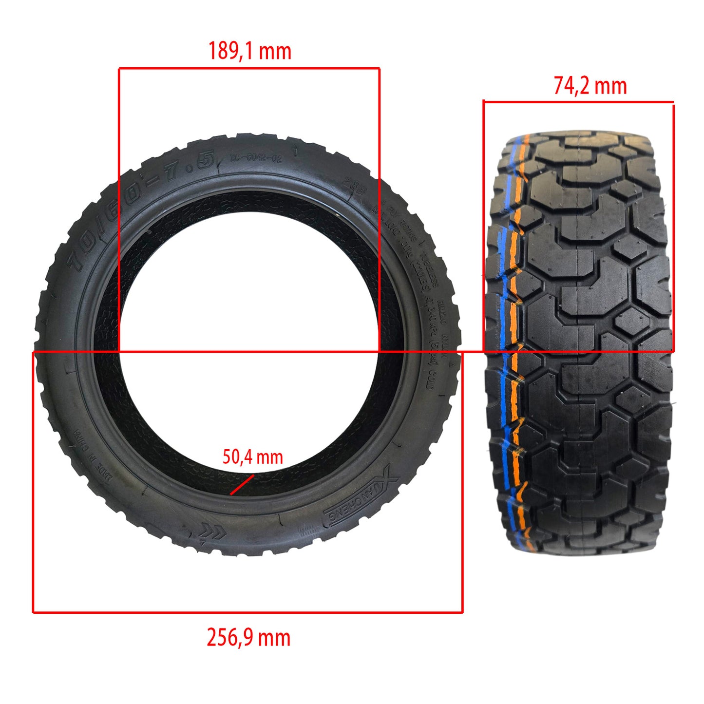 Neumático 70/60-7,5 Tubeless Offroad para Ninebot ZT3 Pro / Ninebot MAX G3 E(Con gel antipinchazos) [Xuancheng]