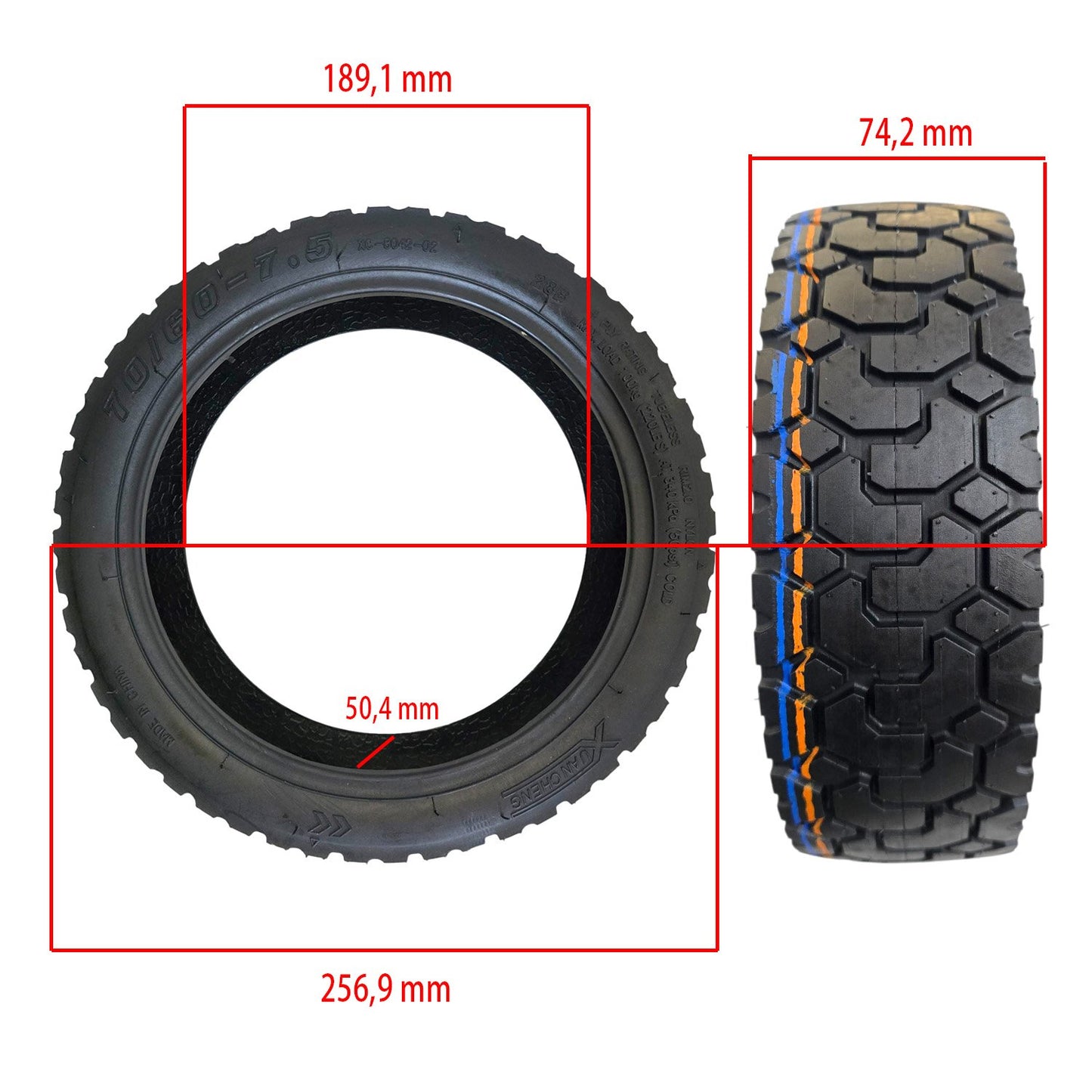 Neumático 70/60-7,5 Tubeless Offroad para Ninebot ZT3 Pro / Ninebot MAX G3 E(Con gel antipinchazos) [Xuancheng]