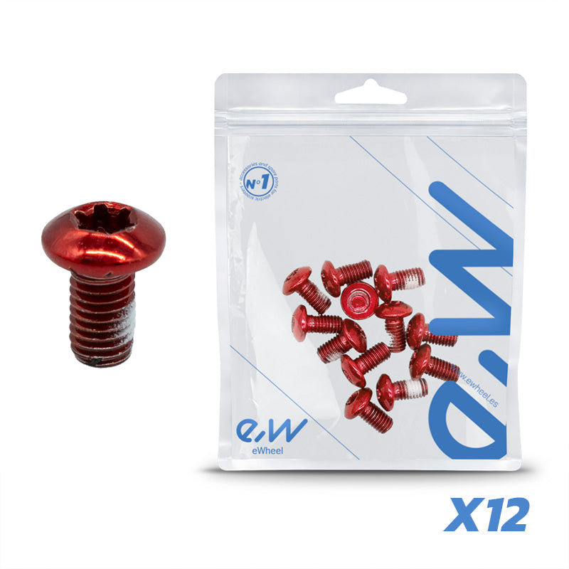 Tornillo rojo M5x10 para discos de freno - 12 uds