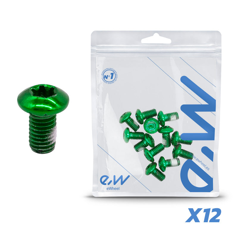 Tornillo verde M5x10 para discos de freno - 12 uds