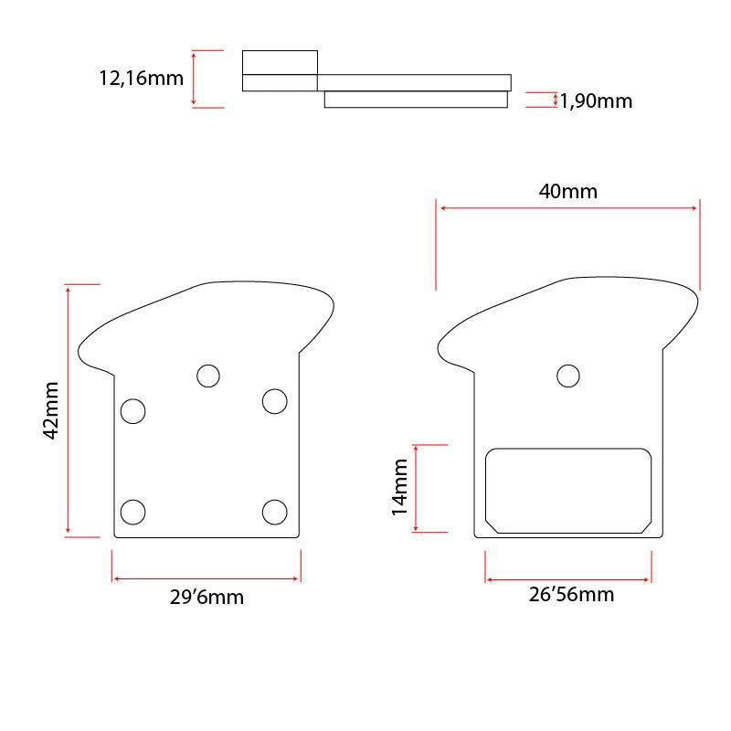 Pastilla de freno RS002-R de resina rectangular con disipador [NUTT]