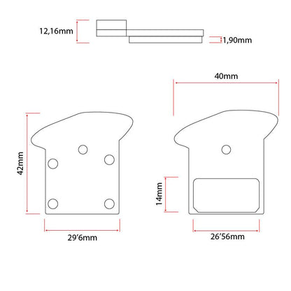 Pastilla de freno RS002-R de resina rectangular con disipador [NUTT]