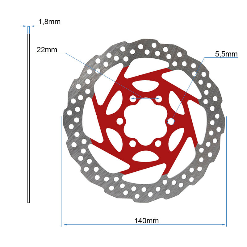 Disco de freno EWD003 - 140mm - rojo