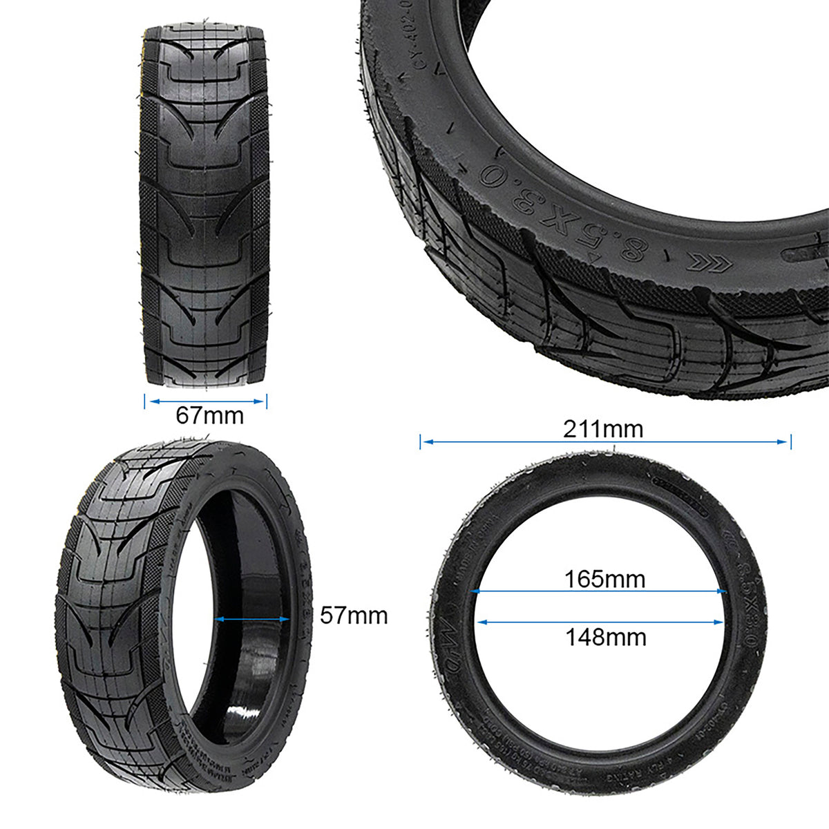 Neumático 8,5x3 tubeless cityroad - con GEL EWHEEL PANTHERURBAN