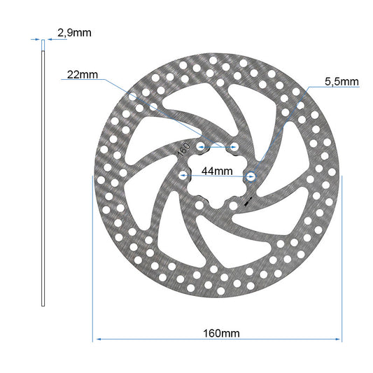 Disco de freno reforzado (2,9mm grosor) - 160mm - 6H