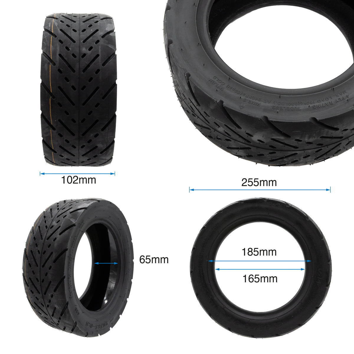 Neumático tubeless cityroad 90/65-6.5 con GEL EWHEEL PANTHERURBAN