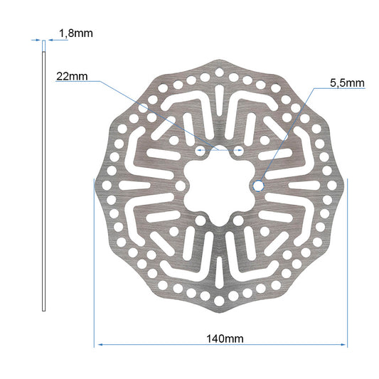 Disco de freno EWD004 para Kukirin G2 pro - 140mm - 6H