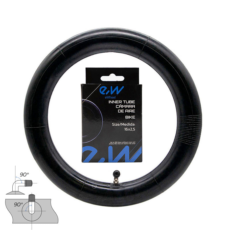 Cámara de aire 16x2,5 válvula curva 90ºx90º [Ewheel]