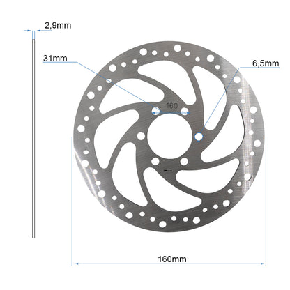 Disco de freno R6 160mm 6H plata - 48mm con grosor 2,9mm