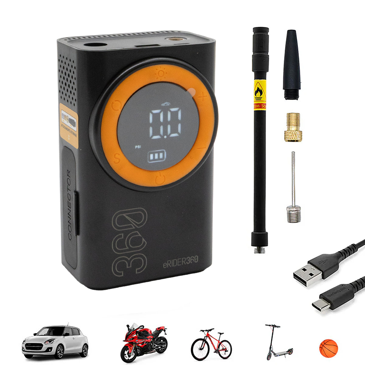 AIR-008 Inflador eléctrico portátil función Power Bank