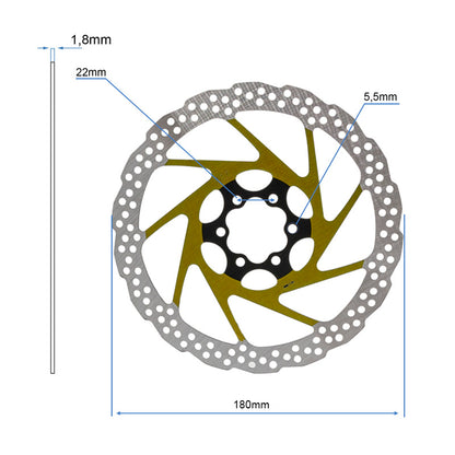 Disco de freno V2 6H 180mm amarillo