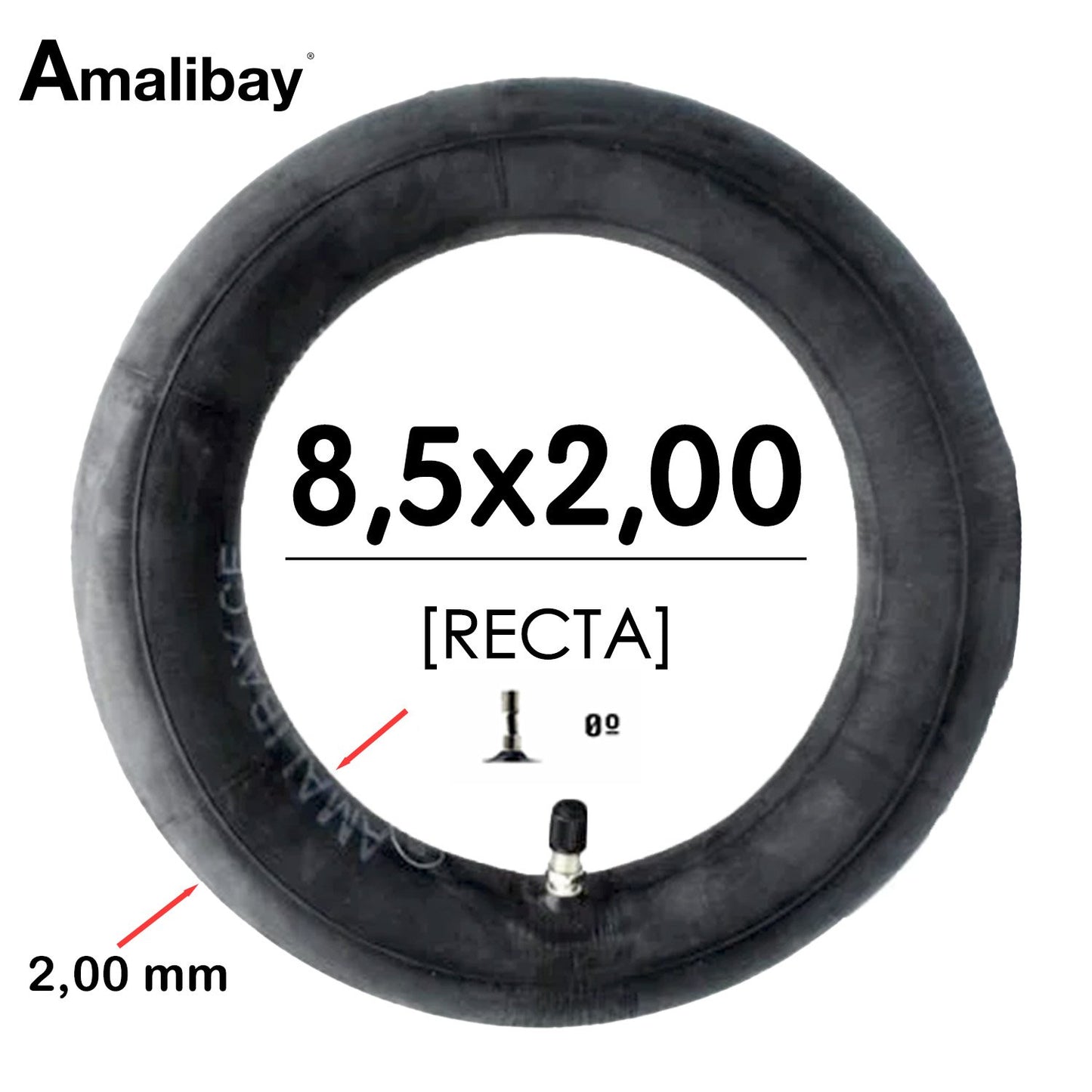 Cámara de aire 8,5x2 (válvula recta) Reforzada 120 gramos