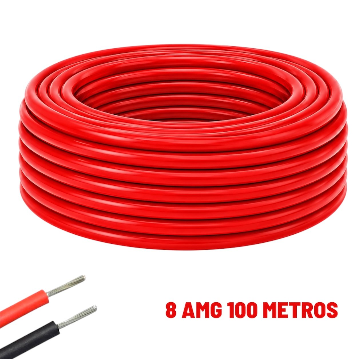 Cable eléctrico Silicona Flexible 8 AWG (Rojo) 100 Metros