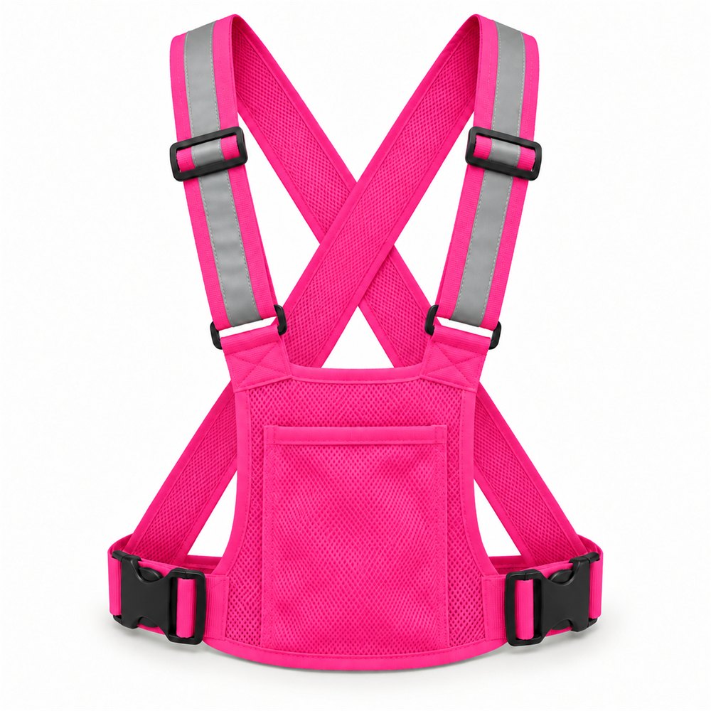 Chaleco Reflectante Ajustable con Bolsillo Rosa