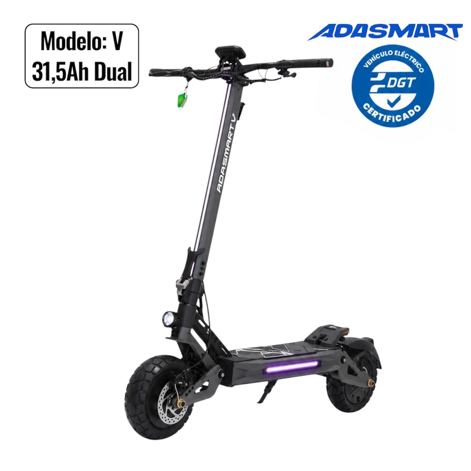 Adasmart V Plus 31,5Ah Patinete Eléctrico 48V 31,5Ah Doble Motor 500W