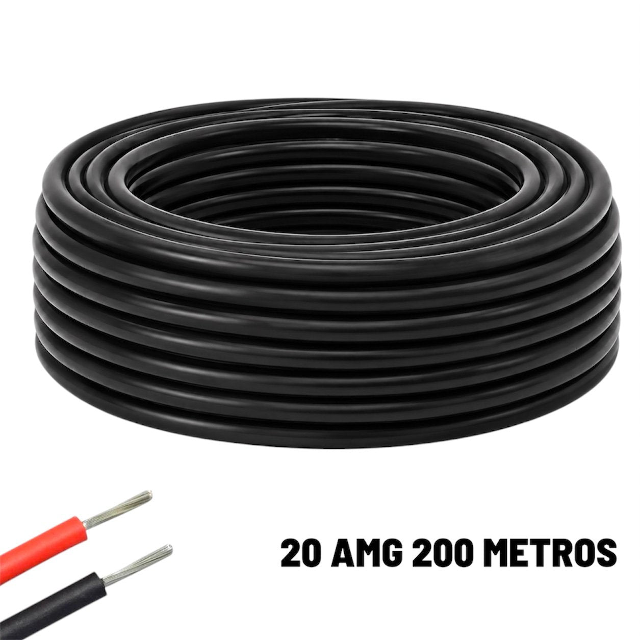Cable eléctrico Silicona Flexible 20 AWG (Negro) 200 Metros