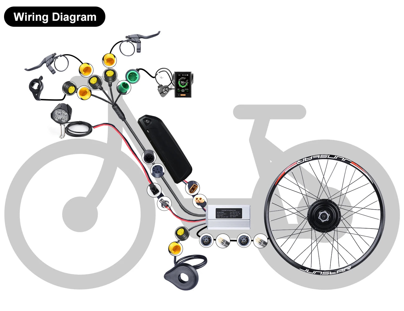 Kit conversión de bicicleta eléctrica con motor trasero 750W 48V - 27,5 pulgadas (Display: EKD01)