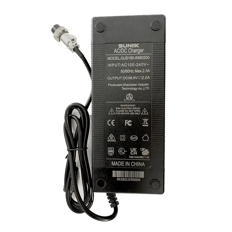 Cargador premium 58,8V 2A (conector 3 Pines GX16) 52V