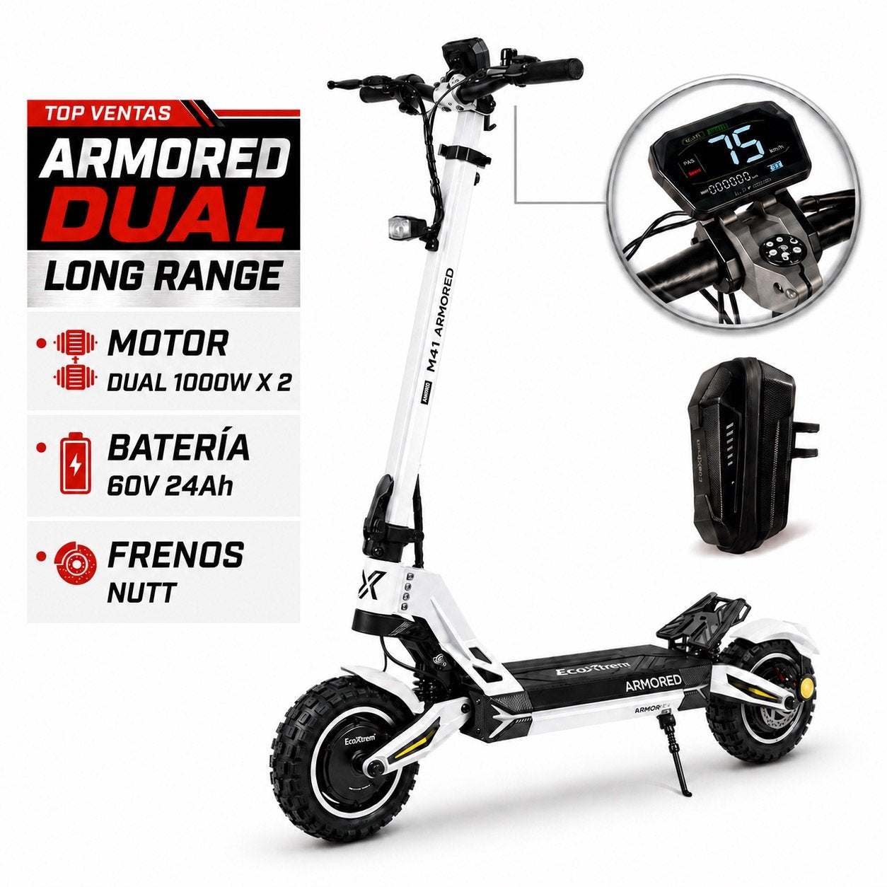 Ecoxtrem Armored Dual Long Range - DGT Homologado 2026 (Blanco) Tubeless