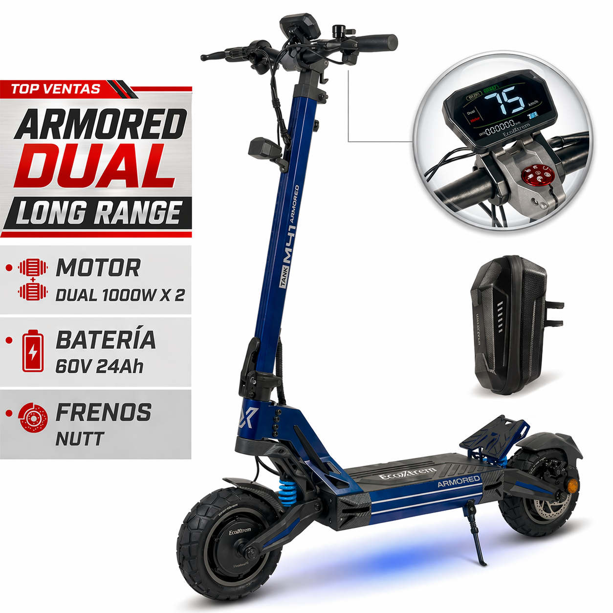 Ecoxtrem Armored Dual Long Range - DGT Homologado 2026 (Azul) Tubeless