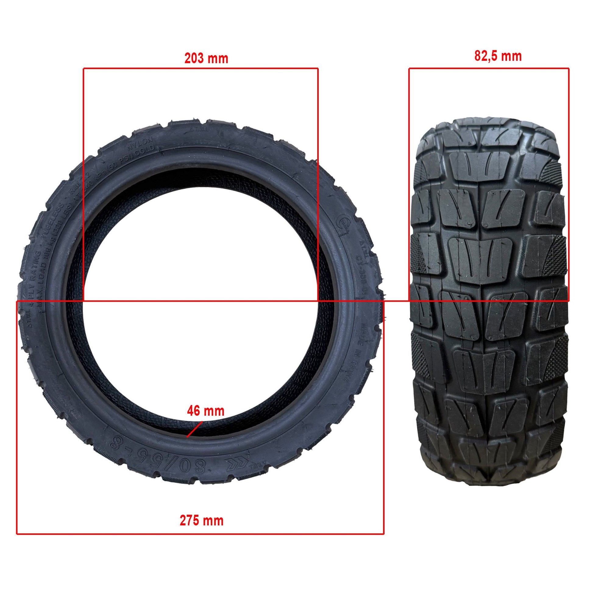 Rueda cubierta 80/55-8 Tubeless Offroad - Navee XT5